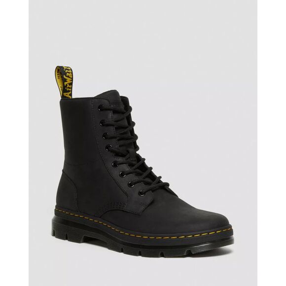 Dr. Martens Combs Leather Casual Boots in Black Wyoming Men's Size 10 - Picture 1 of 13